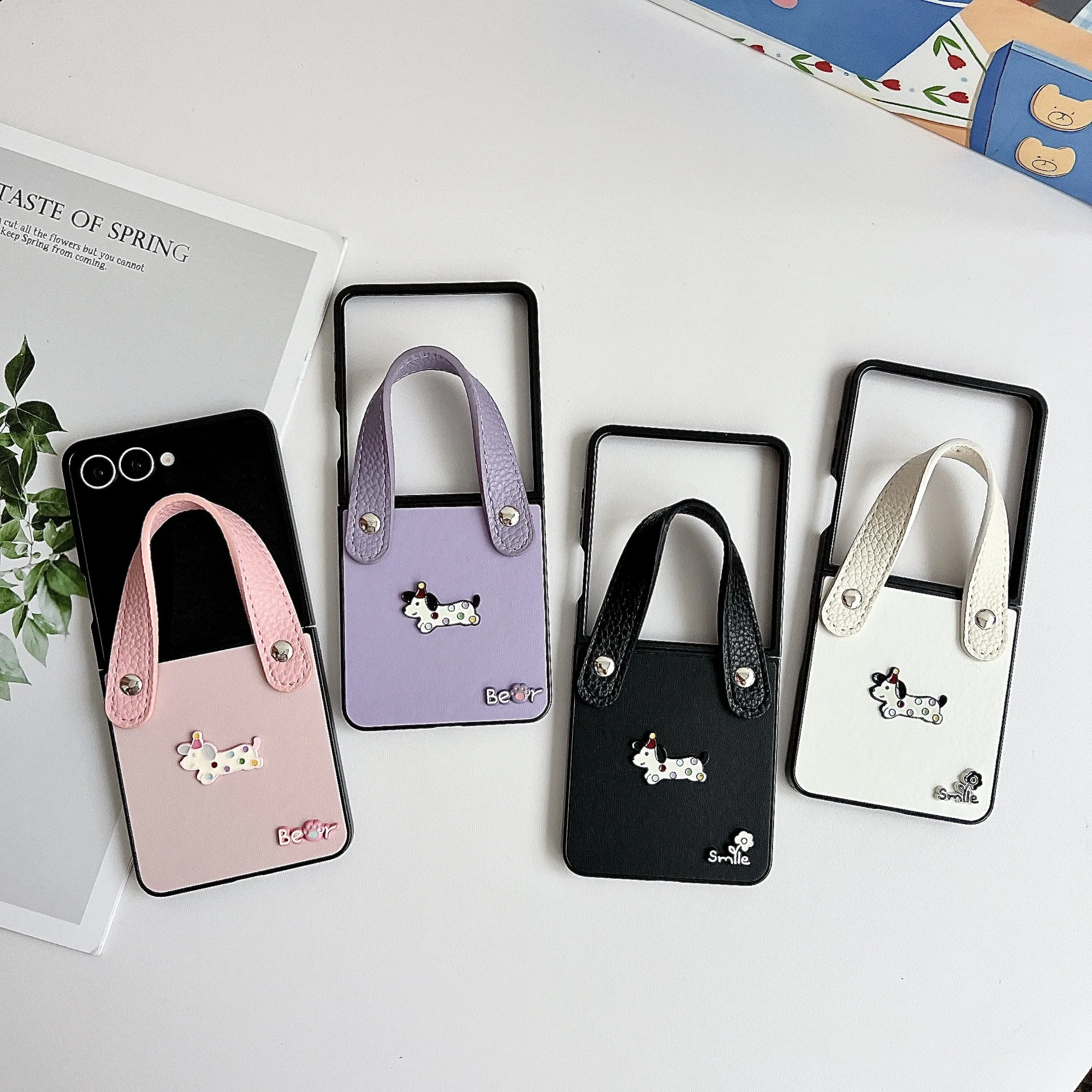 

Cute Dog Mini Handbag Phone Case for Samsung Galaxy Z Flip 7 6 5 4 Protective Back Cover for ZFlip5 ZFlip6 ZFlip7 Case Shell