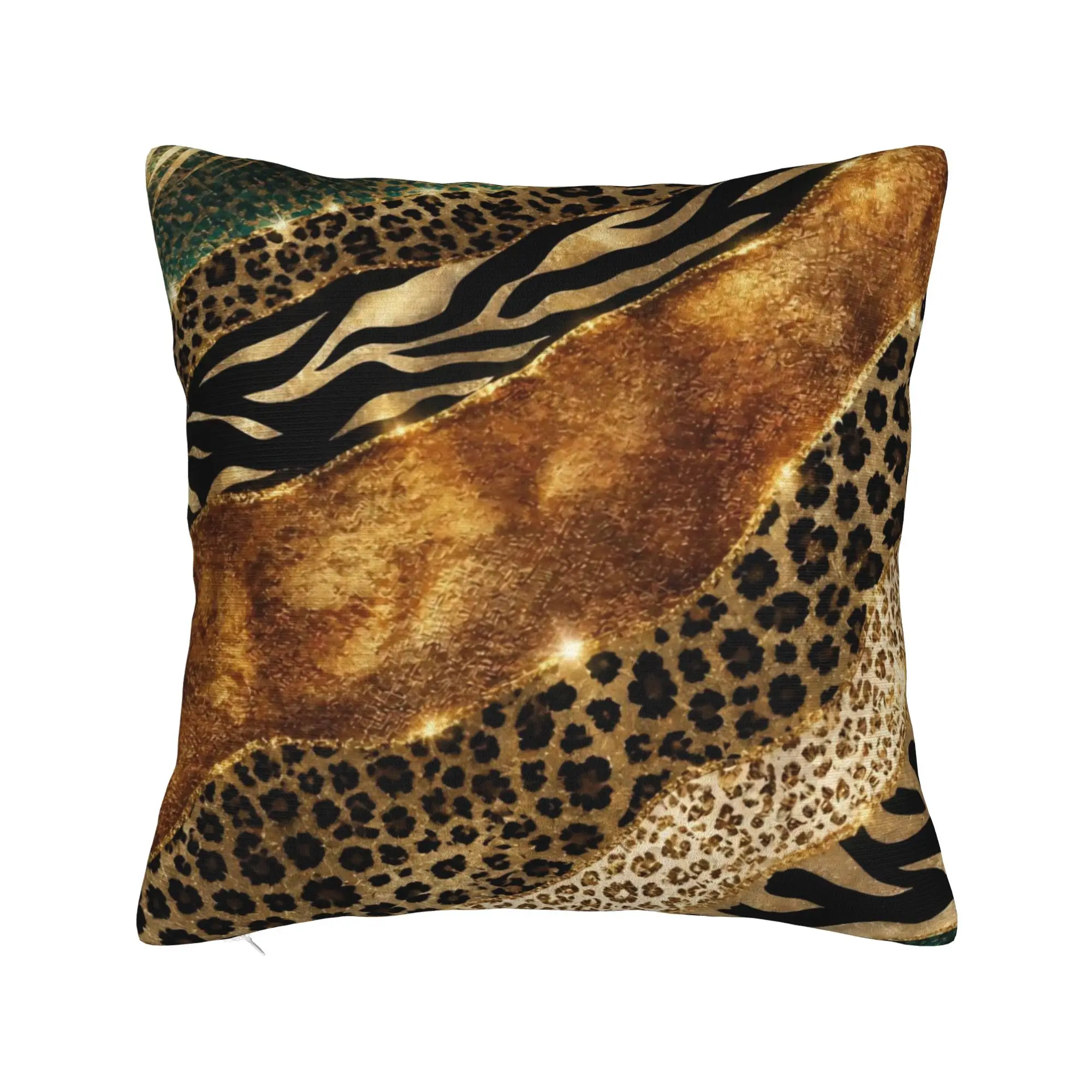 Leopard Patchwork Spliced Square Pillow Covers Polyester Home  Cushion Cover Creative Decorative Pillowcase 40*40