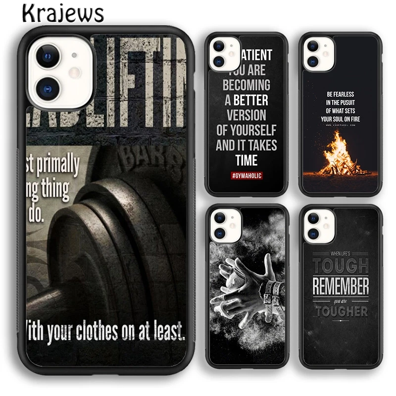 Motivational Gym Inspirational Quotes Phone Case Cover For iPhone 16 15 14 plus XS XR 11 12 mini 13 pro max Fundas