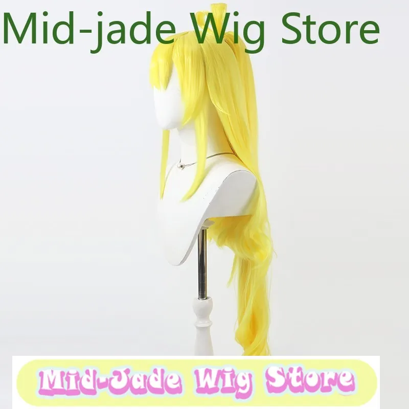 نبضات القلب ضوء فتاة الجمال Ai Sagata شعر مستعار تأثيري الأصفر سبليت ذيل حصان أنيمي لعبة هالوين عرض الواقع الباروكات #2