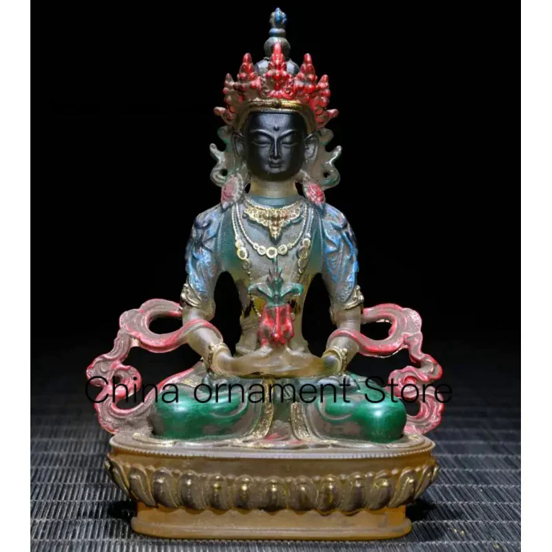 Archaize Coloured glaze Tibetan Buddha crafts statue