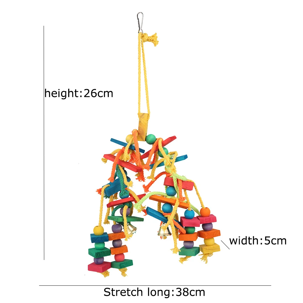 Parrot Toys Hanging Rope Pet Ladder Wood Stand Budgie Parakeet Climb Cage Bird Bite Toy Colorful Bird Chewing Toy Pet Supplies