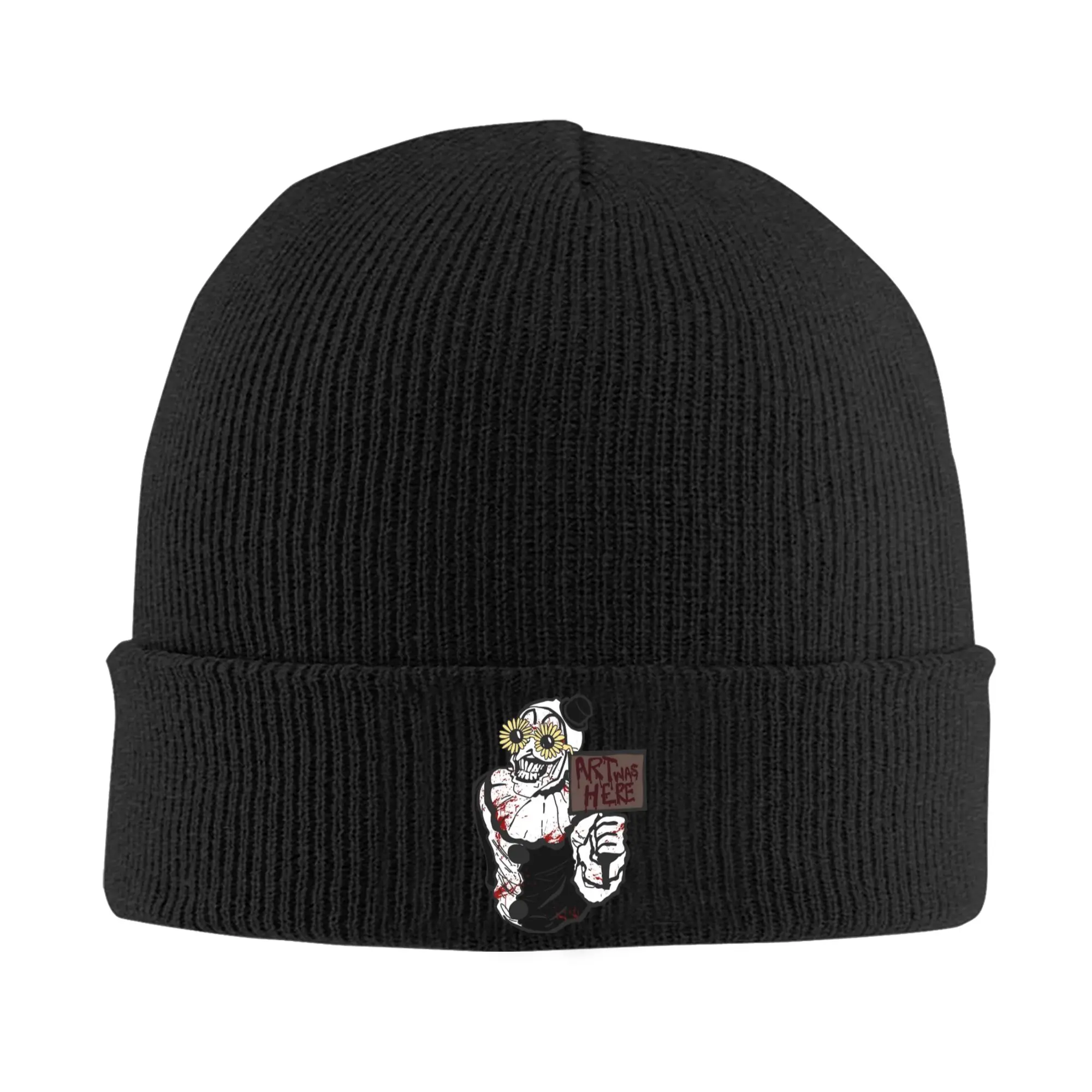 Terrifiers Art Was Here Knitted Caps Women's Men's Beanie Autumn Winter Hat Halloween Hip Hop Melon Cap