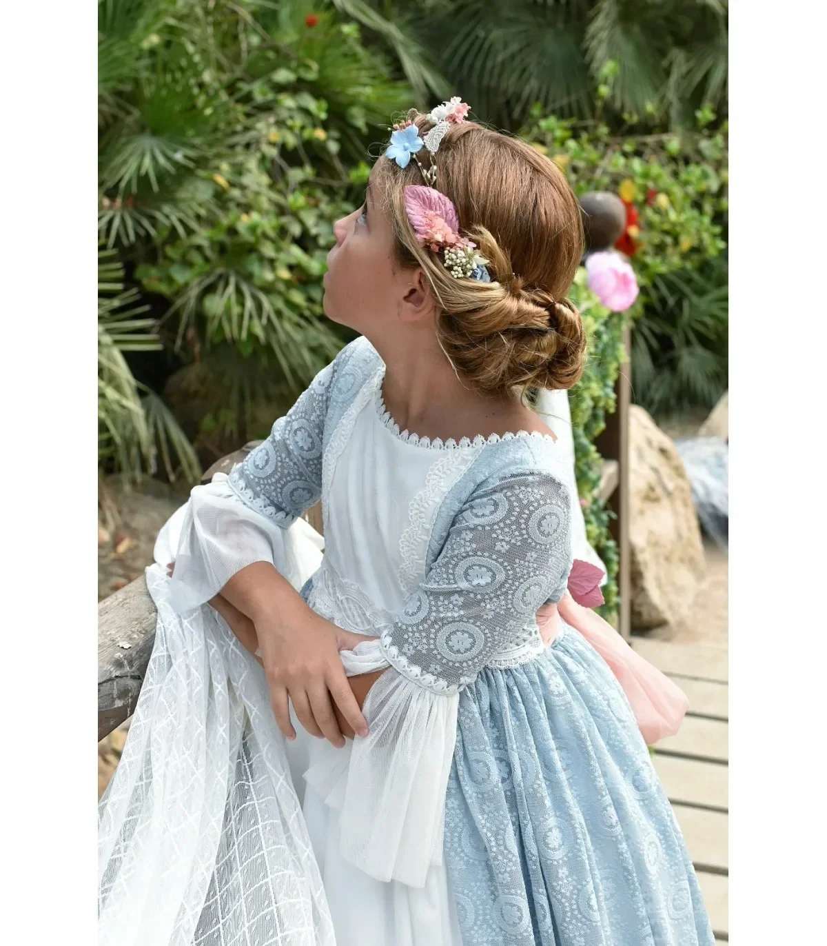 Robe de demoiselle d'honneur dégradée pour enfants, robe en tulle, robe de demoiselle d'honneur, dentelle florale, ceinture ruban, vintage, fête de mariage, enfant