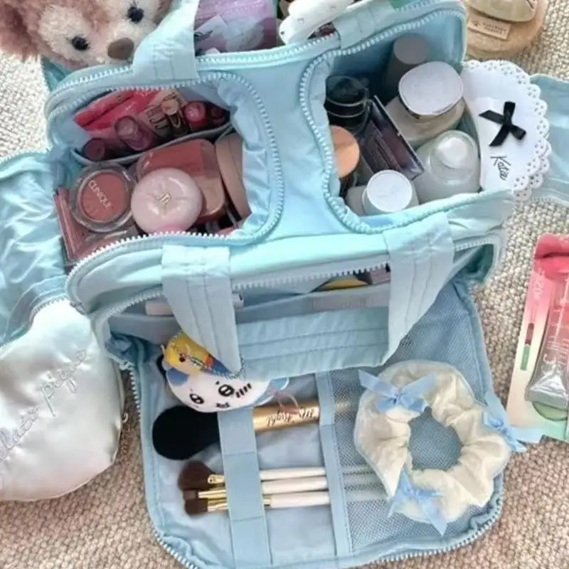 

Aurora Large Capaci Double Opening Portable eup Bag New Handheld Travel Cosmetic Toiletry Waterproof Storage Silicone