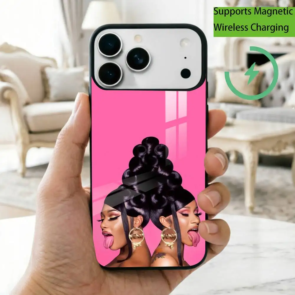 R-Rapper C-Cardi B Phone Case For iPhone17,16,15,14,13,12,11 Plus,Pro Magnetic For Magsafe Wireless Charging Gift