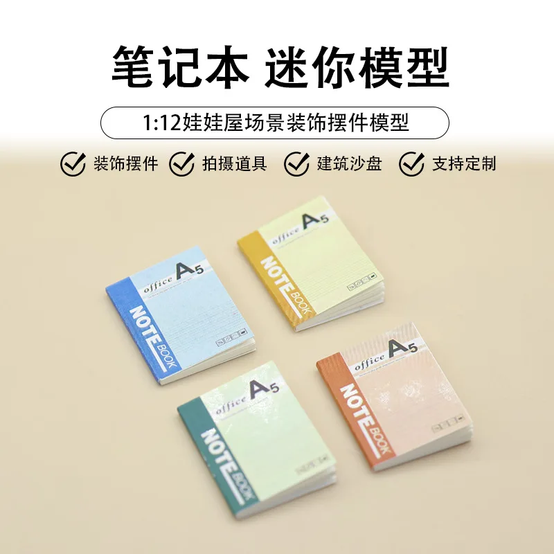 4pcs 1:12 Mini Notebook Diary Books Model Simulation Scene Props Miniature Dollhouse Decoration Doll Accessories Home Decor