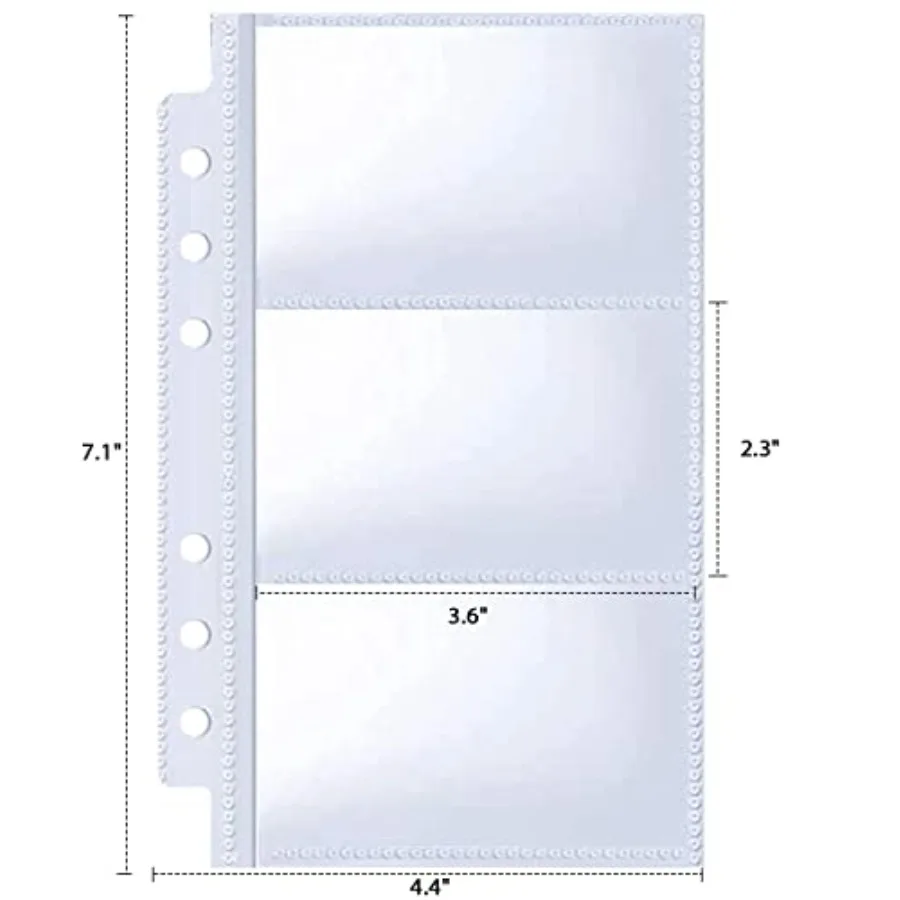 40 Pack 240 Pockets A6 Binder Business Card Sleeves UltraClear Kpop Photocard Sleeves Double Sided 3 Pocket 6 Ring Planner Refi