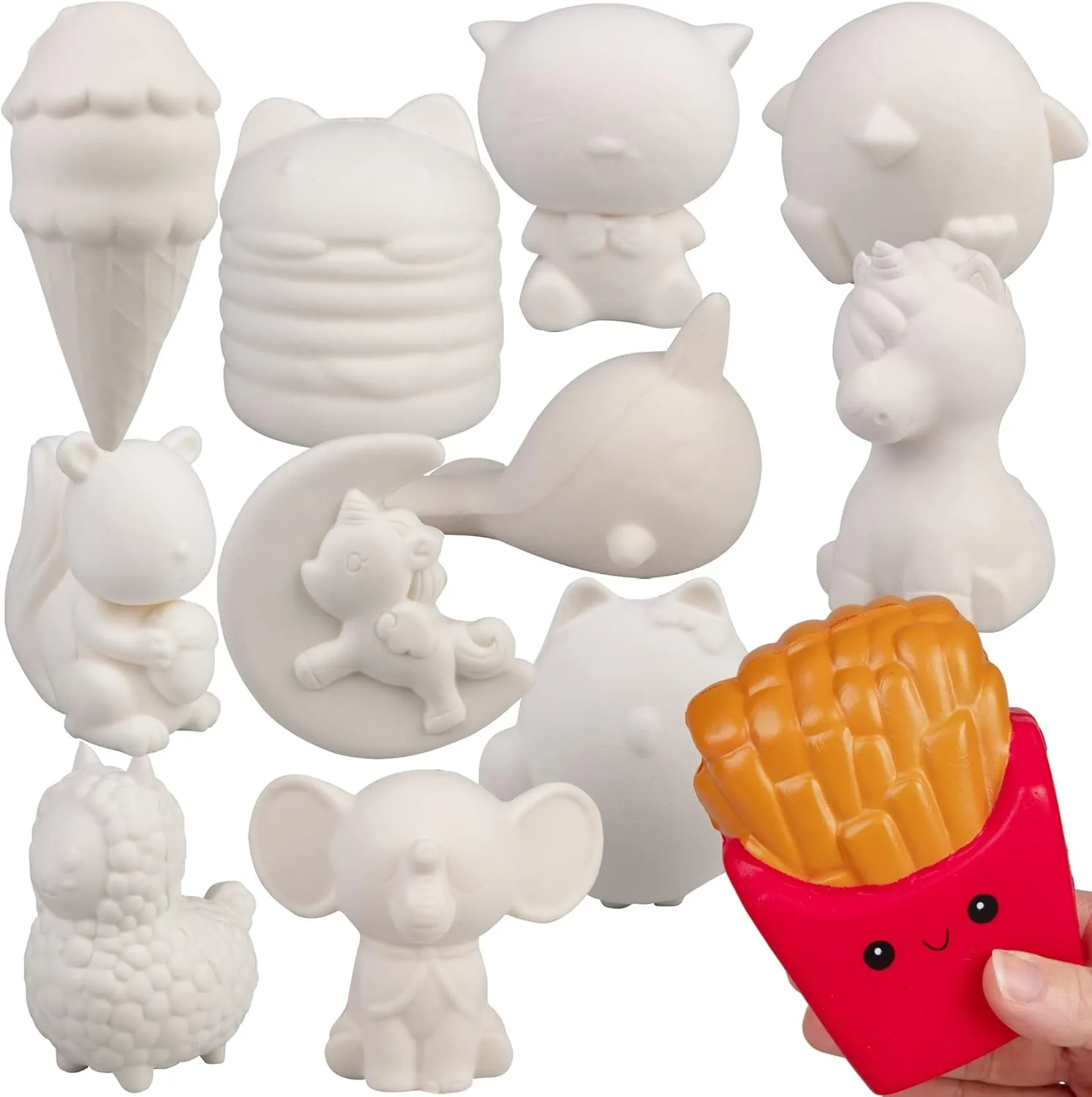 DIY Blank Squishy Toys,Slow Rise White Squishy Antistress Anxiety Anti Stress Relief Toys For Kids Children Painting ADHD Autism