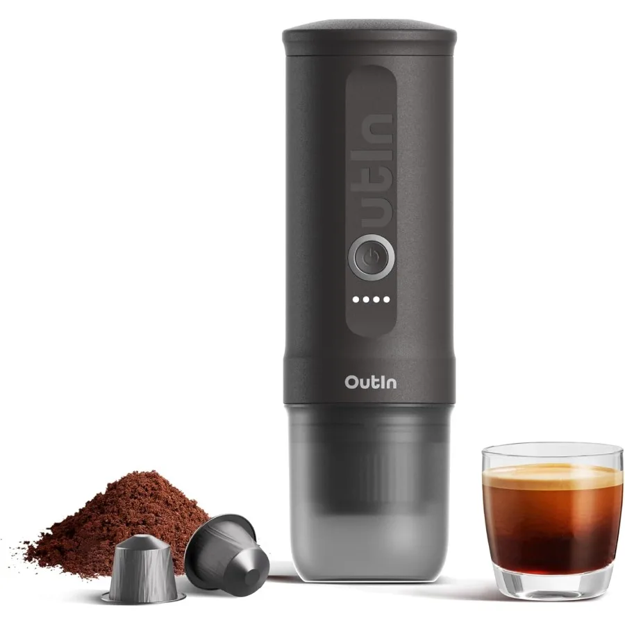 Máquina de café expreso eléctrica portátil Nano, cafetera de viaje para Camping, cafetera para coche, autocalentamiento con USBC con café molido