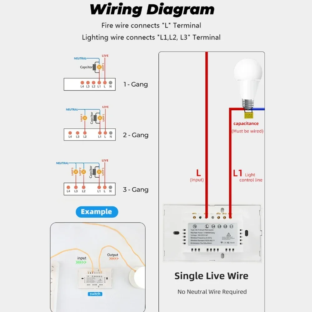 

Convenient and Stylish Lighting Control with WiFi Switch Smart Home Touch RF Light Wall Panel 123 Gang Black US