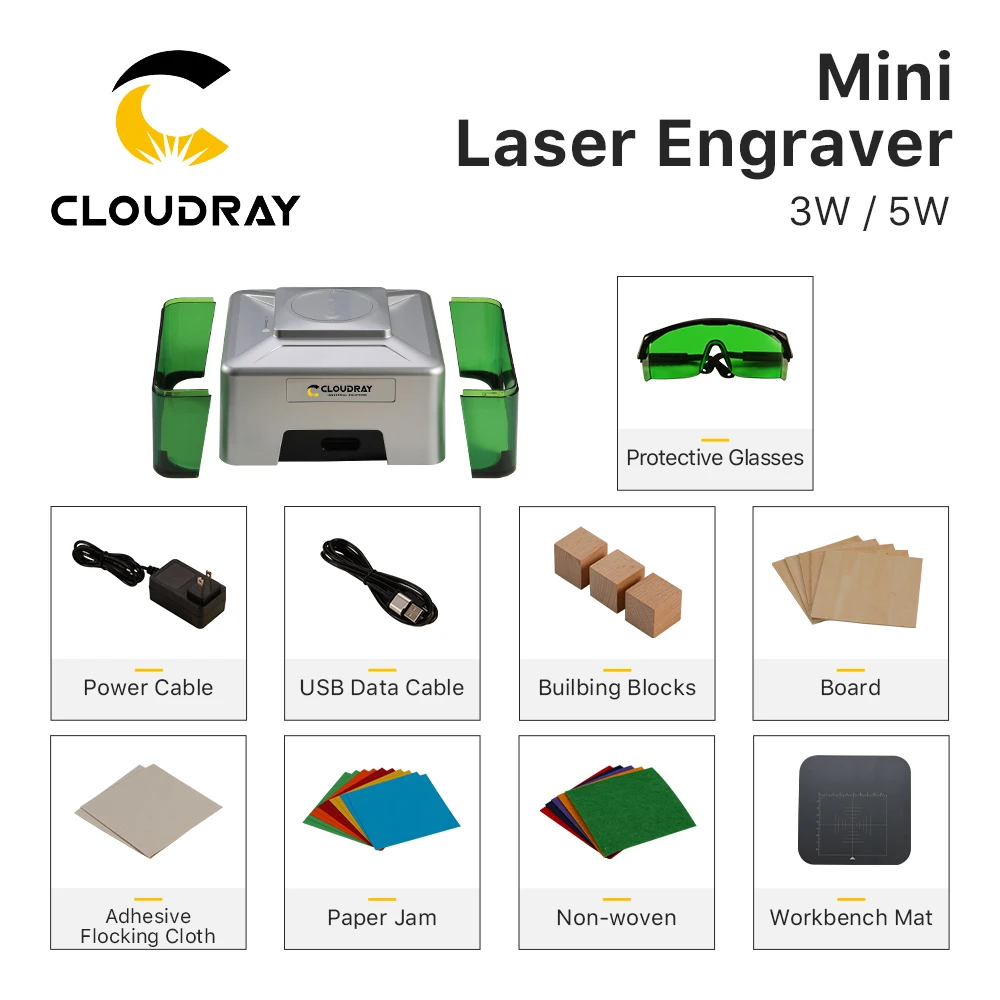 Imagem -03 - Cloudray-mini Máquina de Gravação a Laser Cnc Logotipo Rápido Mark Impressora Cortador Carpintaria Madeira Plástico Faça Você Mesmo 5000mw