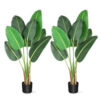 2pcs Artificial Tree Bird of Paradise 120 cm Faux Banana Leaf Plant Faux Potted Tree for Home Decor Indoor Outdoor Office