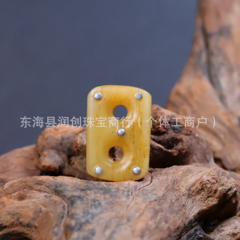 Tibetan-style yak bone pendant two beads, paired a bracelet with a cloud charm and side-hanging bead accessories