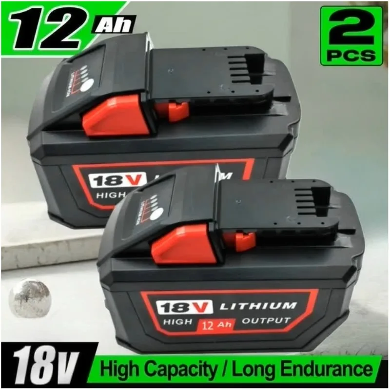

2PACK 12.0Ah 18V Extended Capacity Battery Replacement for Milwaukee M18 Battery Lithium Lon Compatible Cordless Tools