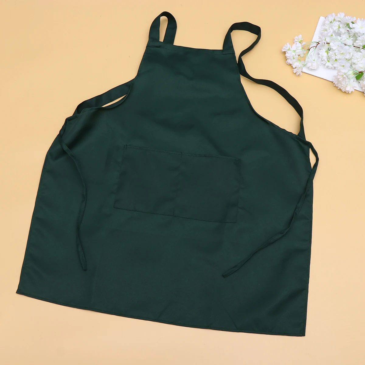 

Single Apron Working with Pockets Kitchen Men Print Chef Aprons Professional Waitress Cooking