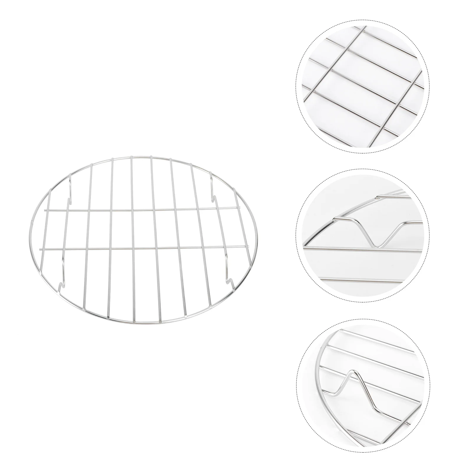 

Stainless Steel Bbq Net Grill 24.5Cm Round Meat Fish Roast Rack For Vegetables Seafood Pizza Dishwasher Safe No Tray