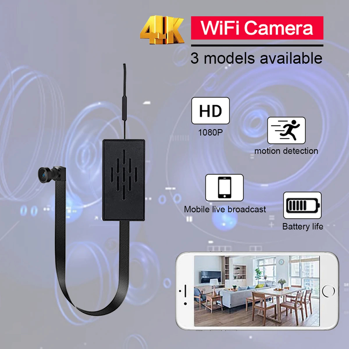 

4K Mini DIY Network Camera WIFI HD Smartphone APP Control Wireless Surveillance Camera Built-in Microphone Security Video 2.0MP