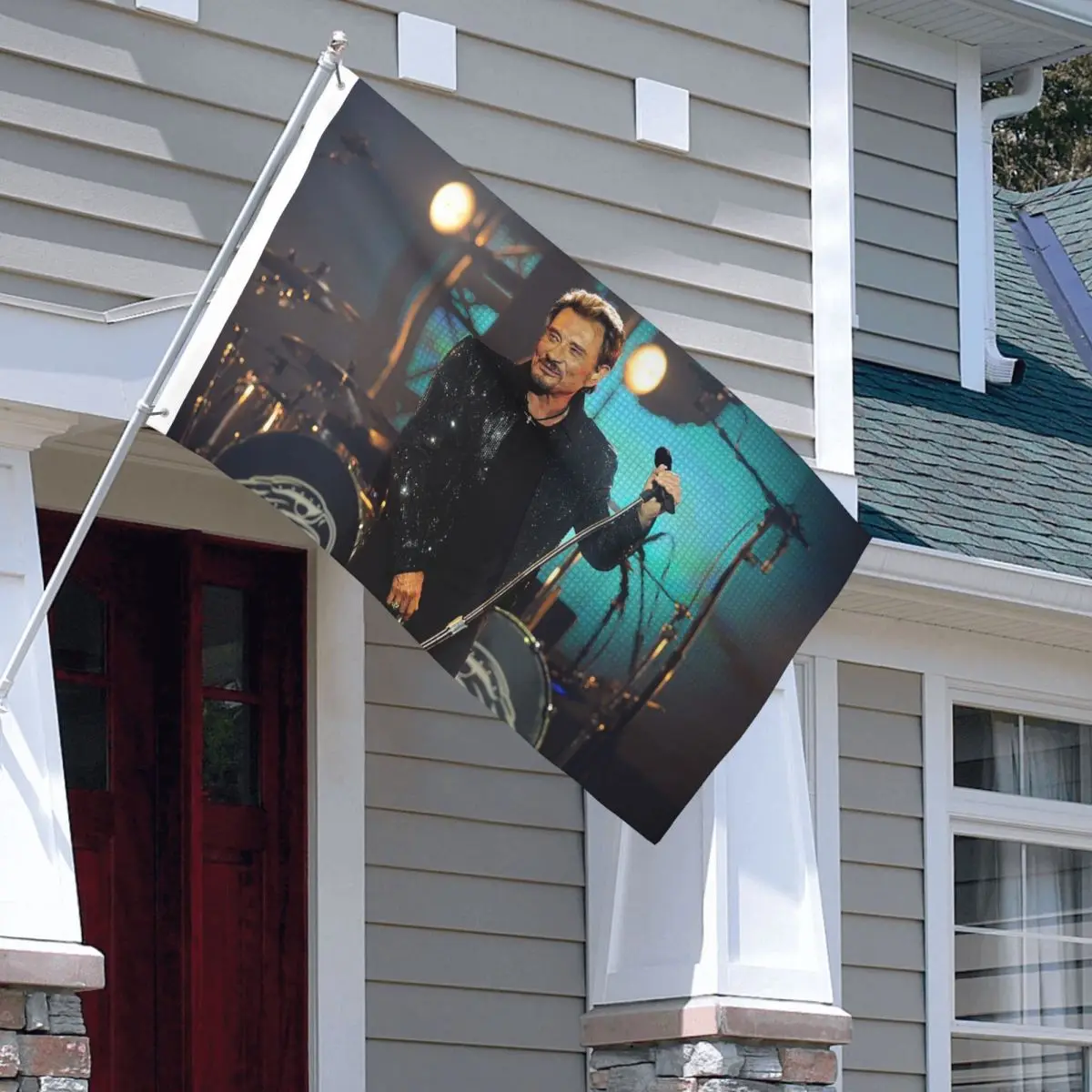 Johnny Hallyday Singer Flags Double Sided Indoor Outdoor Banner Fashionable 2 Grommets Hanging Decoration