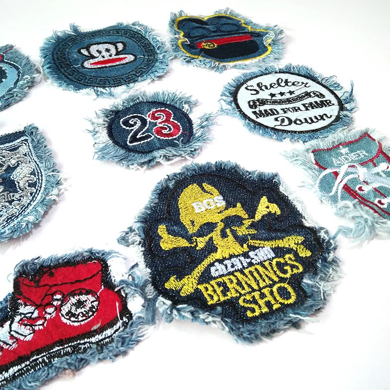 Fashion Punk Denim Frills Embroidered Patches for Clothing Patches for Clothes Backpack Patch Anime Sports Shoes Embroidery New