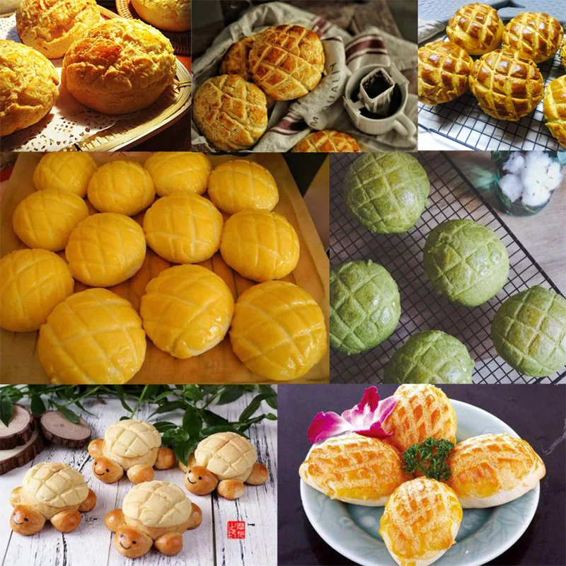 Pineapple Cake Mold Bread Stamps Plastic Lattice Press Bun Cake Molds Biscuit Stamp Moulds Kitchen Pastry DIY Baking Tool