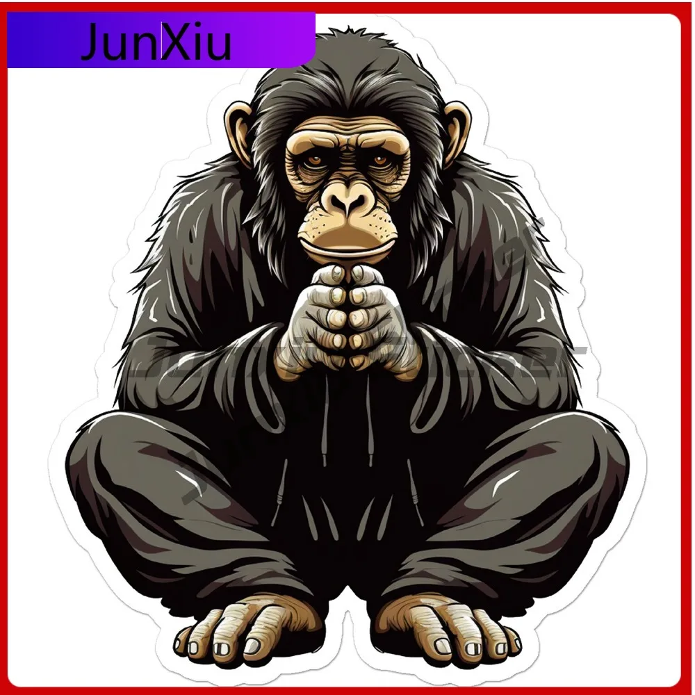 

Cartoon Chimp Monkey Cool Premium Durable Stylish Bumper Decal Decoration Waterproof Vinyl Laptop Window Auto Exterior Gift