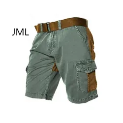 Pantalones cortos de trabajo para hombre, Shorts de algodón con múltiples bolsillos, empalme a la moda, ocio al aire libre, vacaciones, Fitness, alta calidad, verano, nuevo