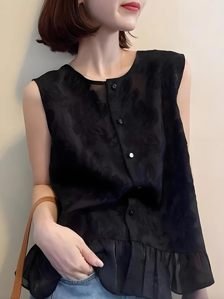 

Летний женский топ 2025: модный корейский стиль, плиссированный, с эффектом утяжки, универсальный, дышащий, для повседневной носки