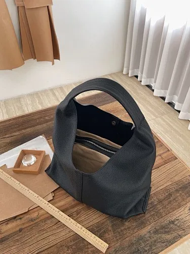 Women's Genuine Leather Large Slouchy Shoulder Bag Solid Color Soft Tote Work Commuting Shopping Daily Use