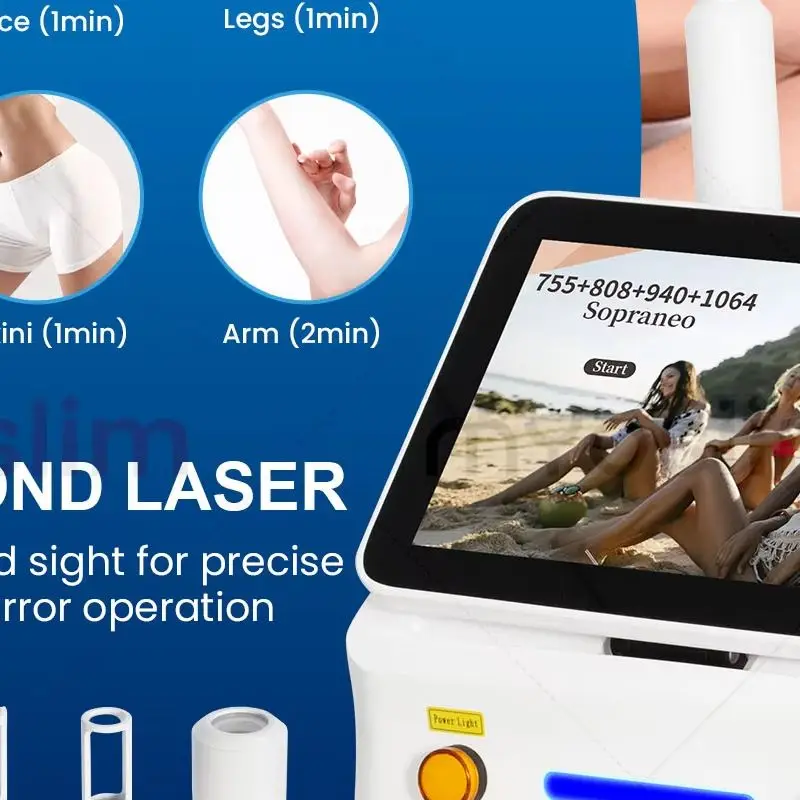 5000W 2 IN 1 LCD 808nm Diode Hair Removal Machine Permanent Picosecond Wash Brow Skin Tattoo Painless 4 Wavelength Epilator
