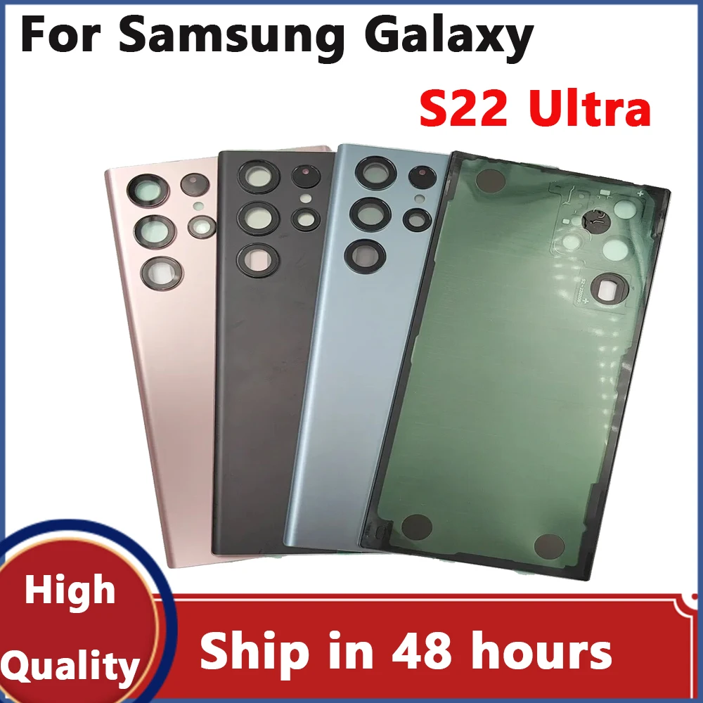 For Samsung Galaxy S22 Ultra Battery Door Housing Battery Glass Rear S22Ultra Back Cover With Adhesive With Camera Lens