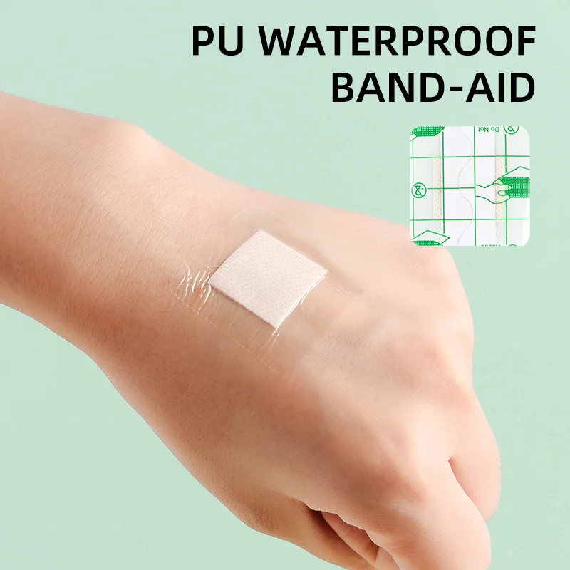 50PCS 38*38/72*19mm Transparent PU Waterproof Wound Plaster Band Aid Adhesive Bandage Protective Sticker Outdoor Home First Aid