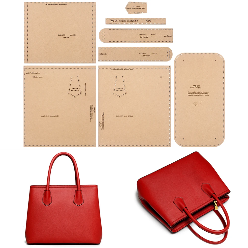 1 Set einfache Business-Geldbörse für Damen, Aufbewahrungstasche – Schablone aus Kraftpapier, DIY-Leder, handgefertigte Bastelarbeiten, Nähvorlage mit Löchern