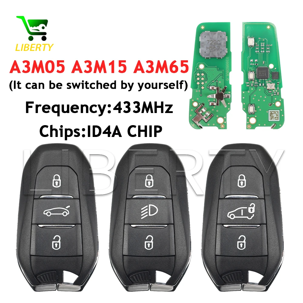 Ly For 2020 Peugeot 5008 508 Locksmith New Aftermarket Can Change to A3M15 A3M05 A3M65 FCC:IM3A 4A Chip Smart Remote Car Key Fob