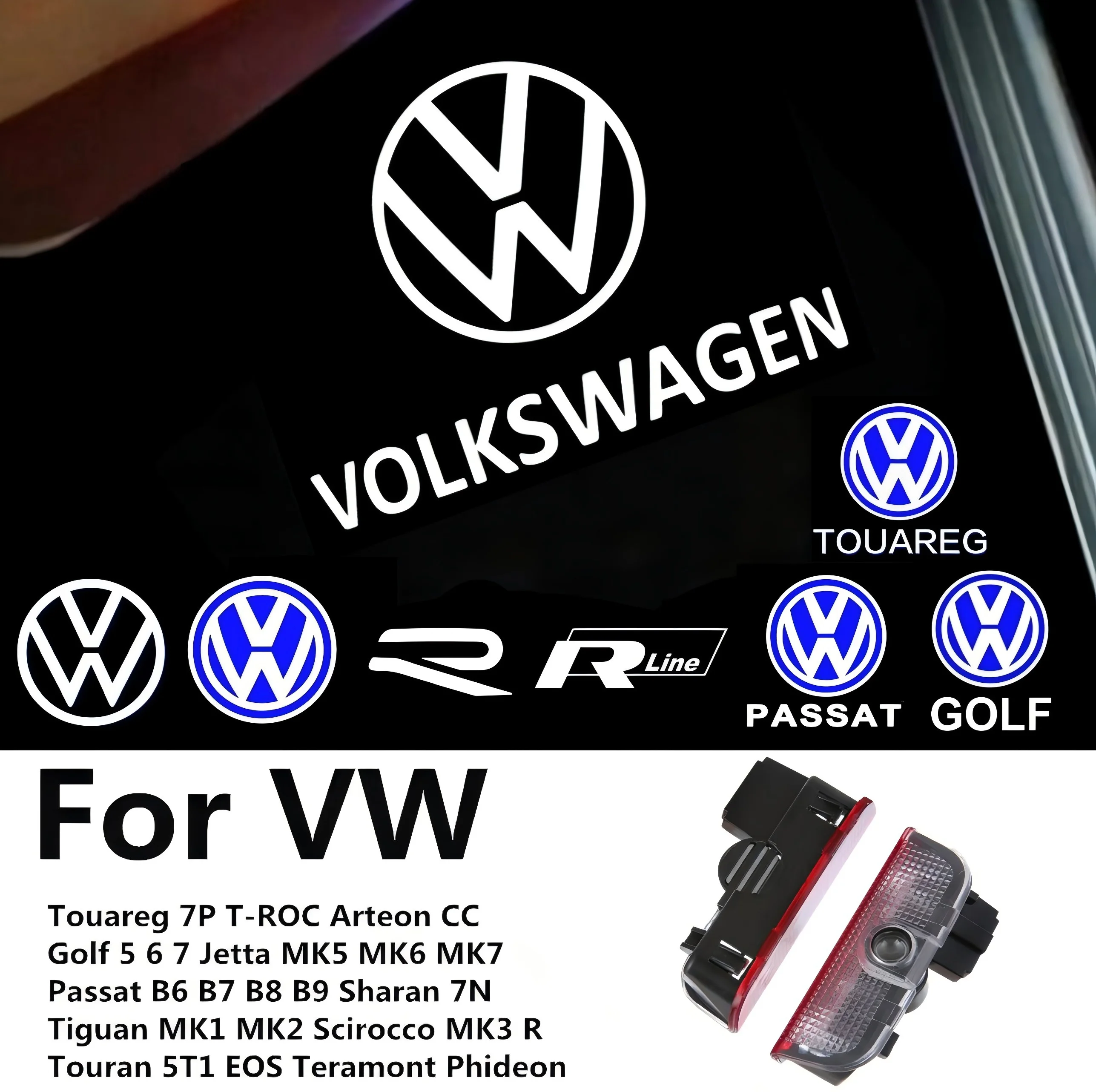 2 For VW Touareg 7P Jetta Golf 5 6 7 Sharan 7N Touran Magotan Arteon CC Passat B6 B7 B8 Tiguan LED Car Door Projector Logo Light