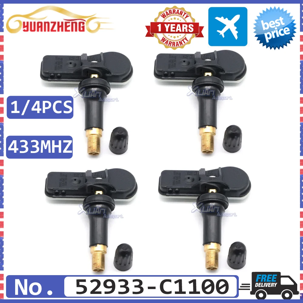 52933-C1100 Auto Pneumatico Sensore di Pressione Dei Pneumatici Sistema di Monitoraggio TPMS Per Hyundai Nexo Santa Fe Creta 2016-2024 433 MHz