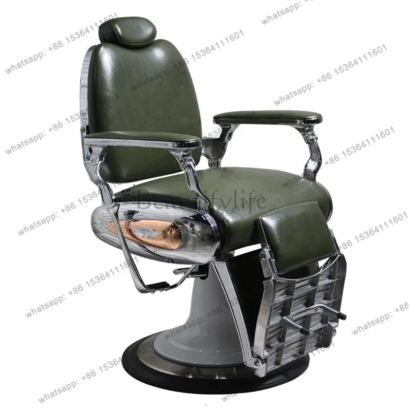 High-end men's hair cutting chair, reclining and lifting rotating chair in the hair salon