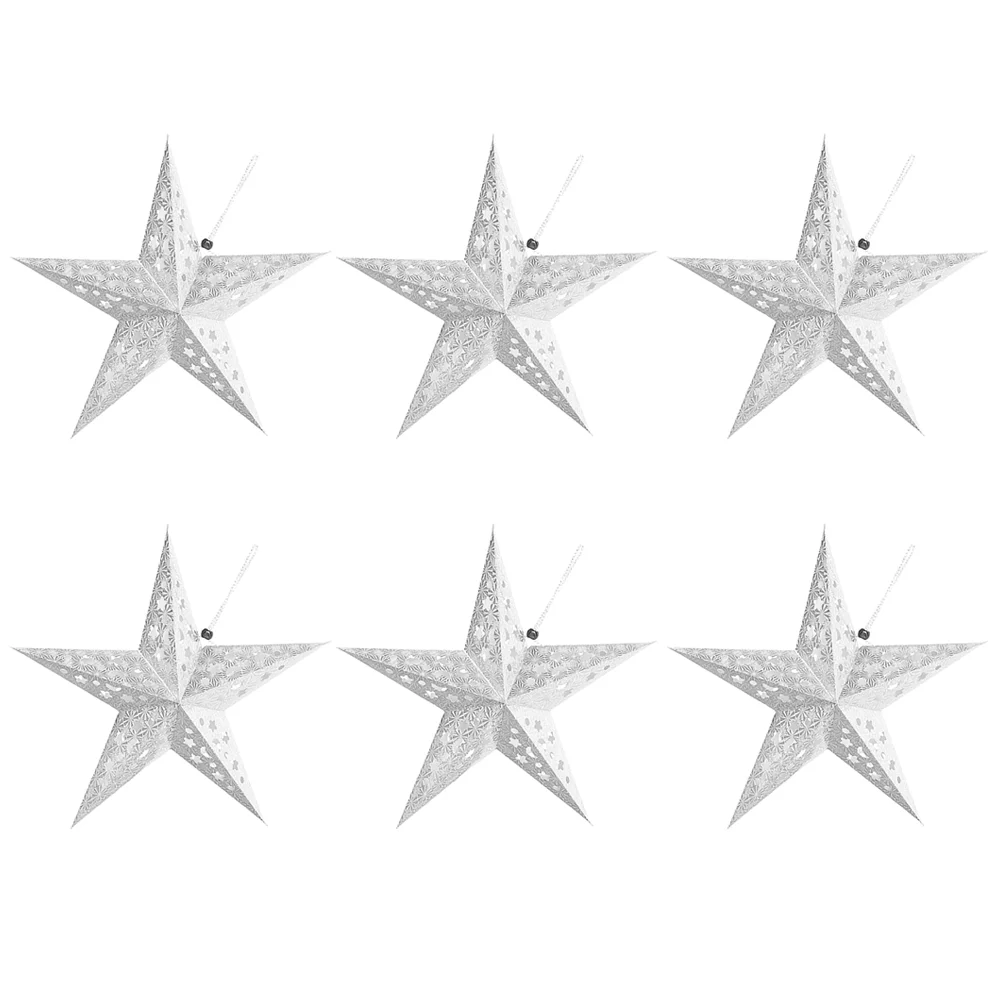 

6 Pcs Paper Star Lamp Hanging Origami Lampshade Lantern Party Decoration Pendant Pentagram Shades