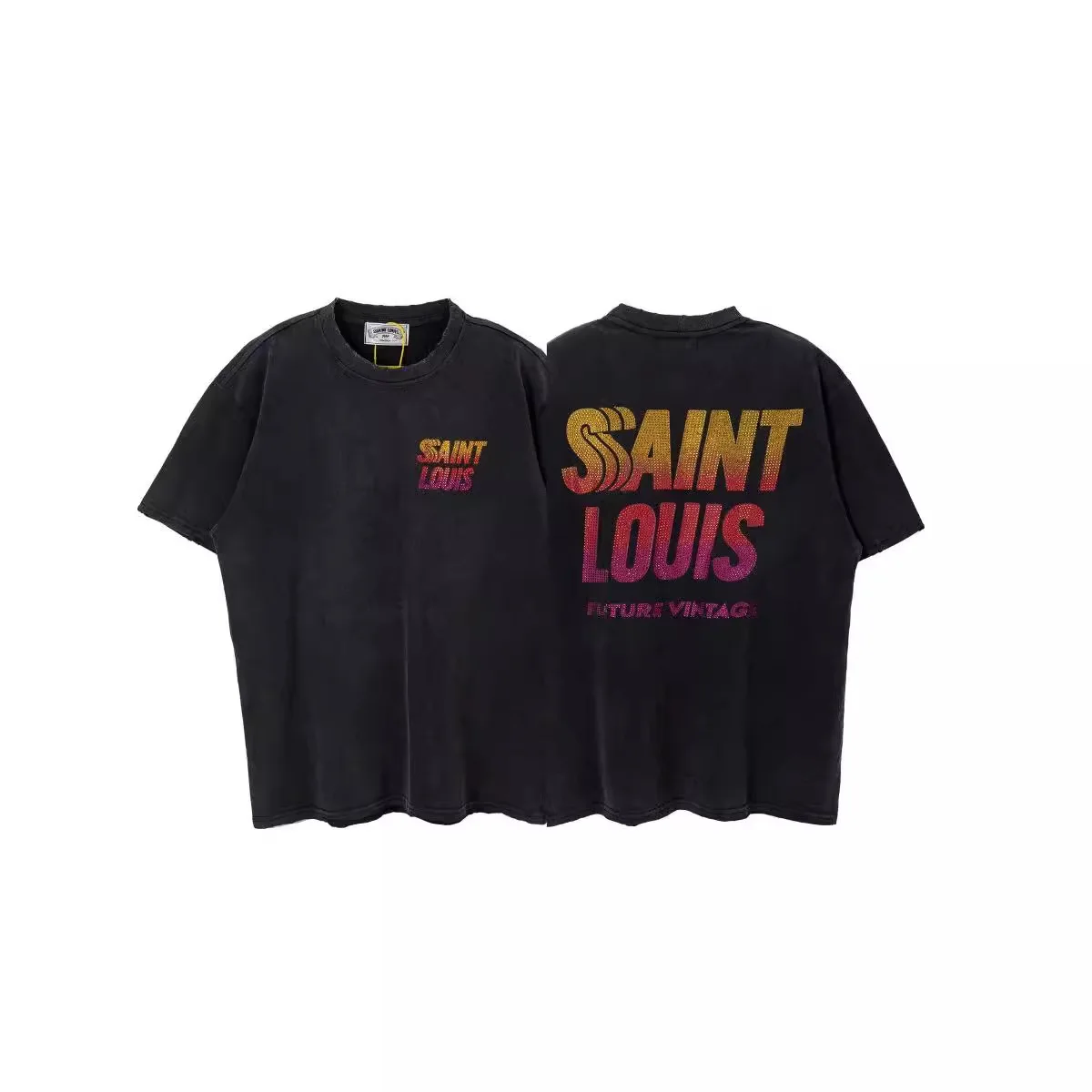 Sssaint Louis Sunset Crystal Tee With Swarovski crystals, a rebellious design, short-sleeved T-shirt men and women