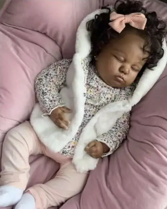 25inch Sleeping Baby Reborn Doll 7 Month Tanned SkinTone Mixed Blood Baby