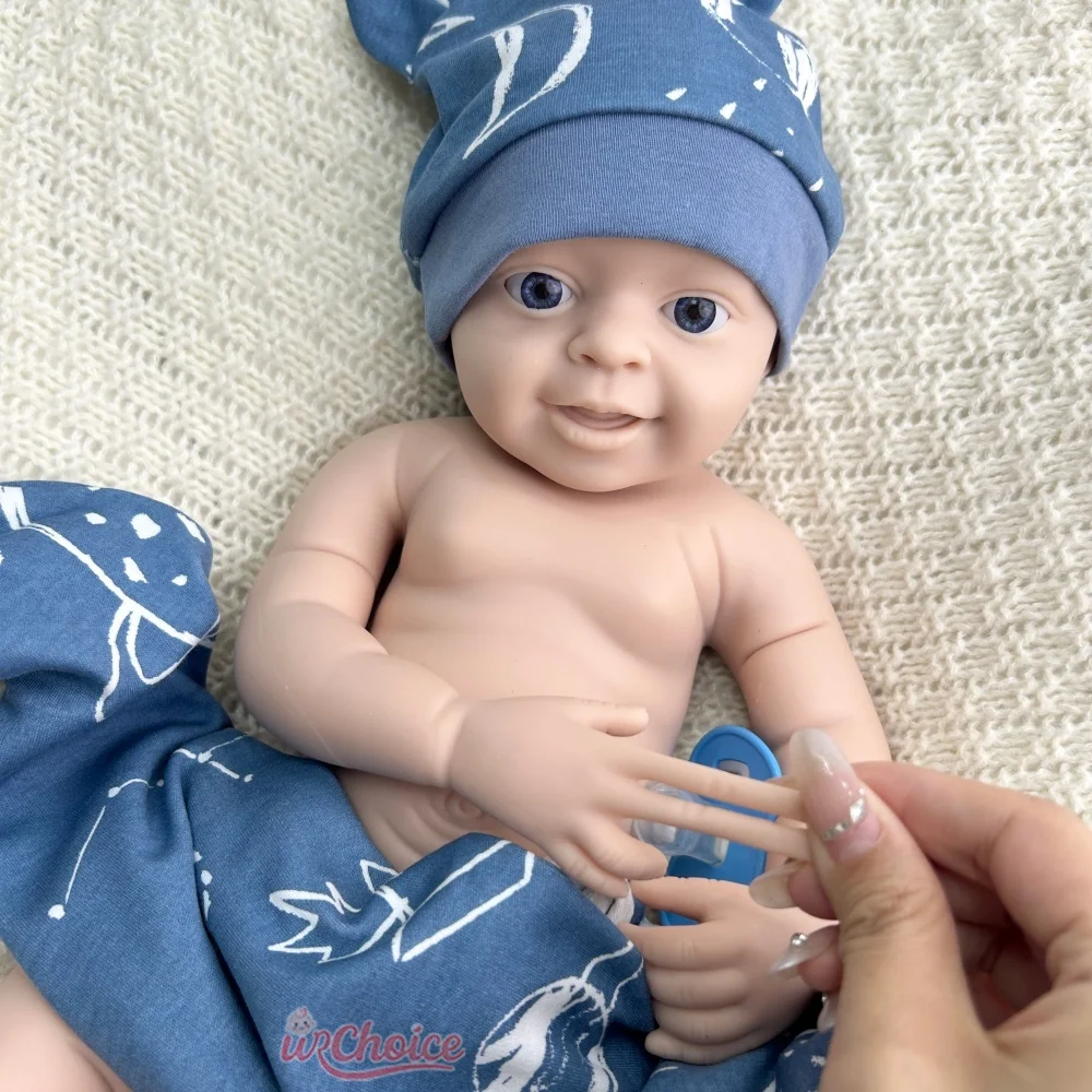 Detalhes realistas Boneca pesada impermeável de toque suave de bebê renascido de silicone em branco de 45cm para produções de artista e cinema