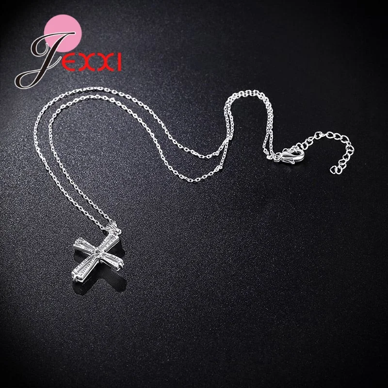 

New Arrival Best Gift 925 Sterling Silver AAAAA Cubic Zirconia Cross Pendant Necklace Wholesale/Retail/Dropshipping