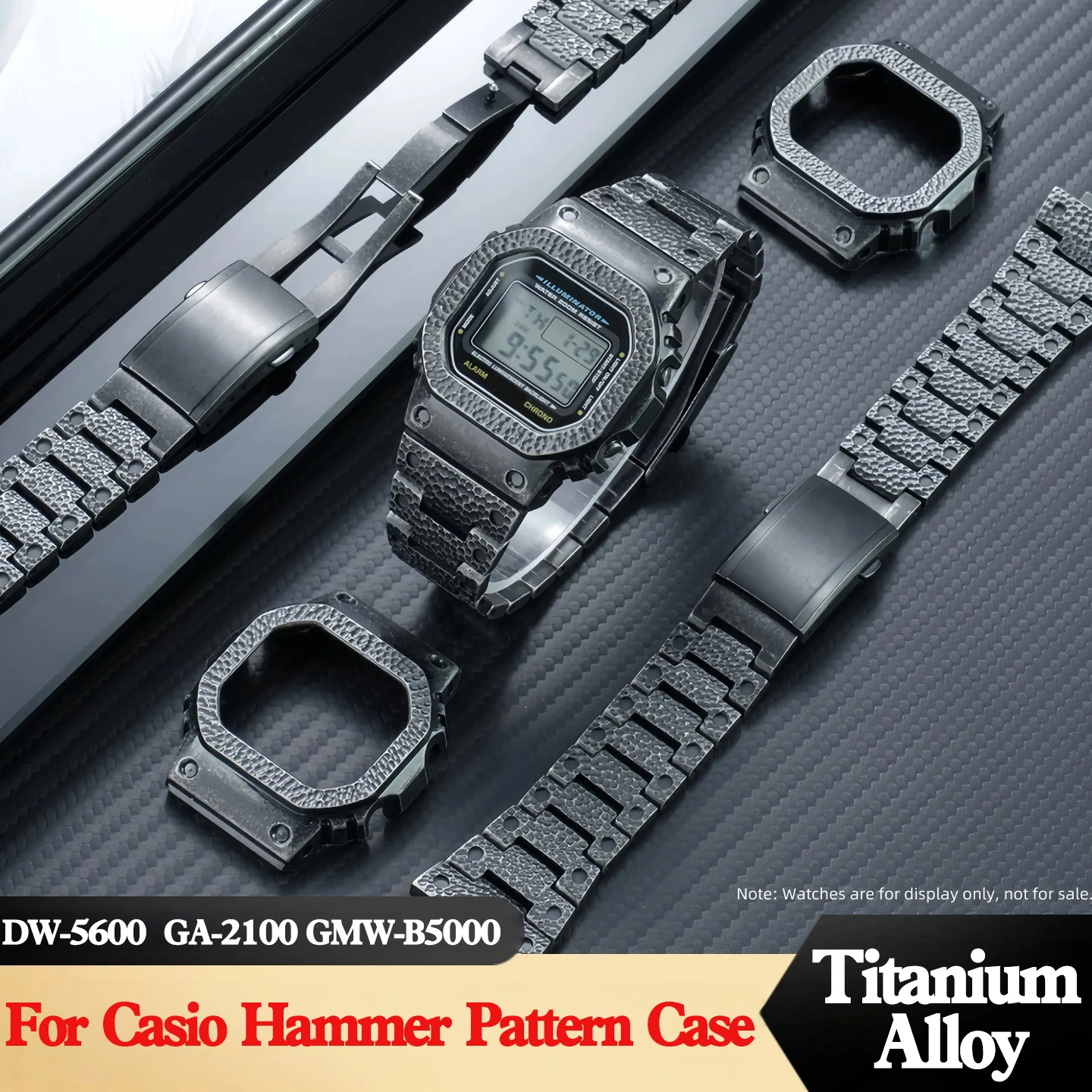 

Корпус GA2100 для Casio GA-2100, DW-5600, GW-B5600, GMW-B5000, комплект для модификации, с узором «молотковая кисточка», из титанового сплава и нержавеющей стали, с металлическим ремешком.