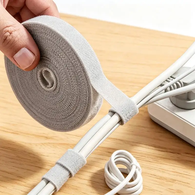 1 Roll 1/3/5 Meters Data Cable Storage Manager Artifact Reusable Cable Tie Nylon Free Cut Desk Wire Organizer Cable Binding Tap
