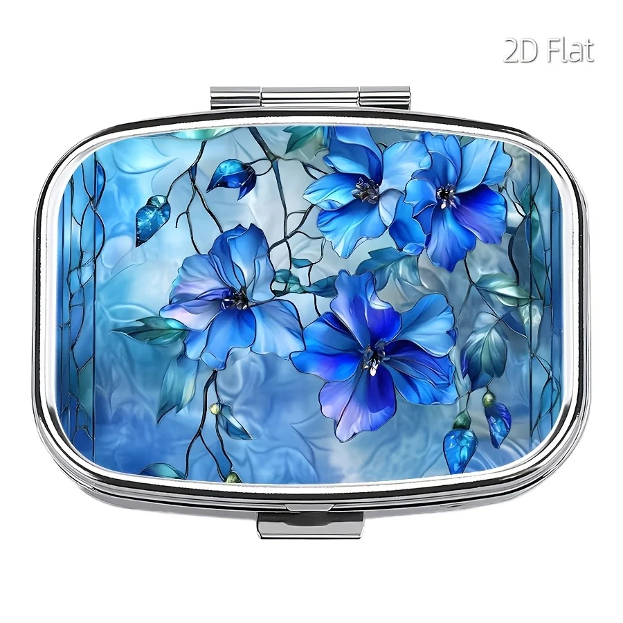 Flat pill box, pill storage case, portable metal pill box for travel and outdoor activities, can be used for multi-purpose storage of jewelry, earrings, vitamins, and is a unique gift choice for travelers and outdoor enthusiasts.