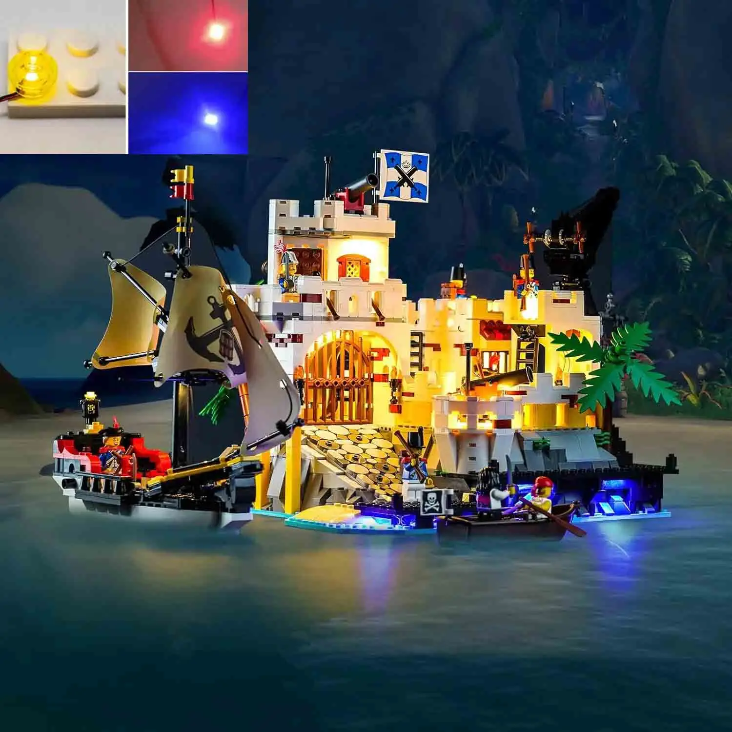 （No LEGO, Just Light）Light Up Lego 10320 Icons Eldorado Fortress Pirate Ship Building Set USB LED Light