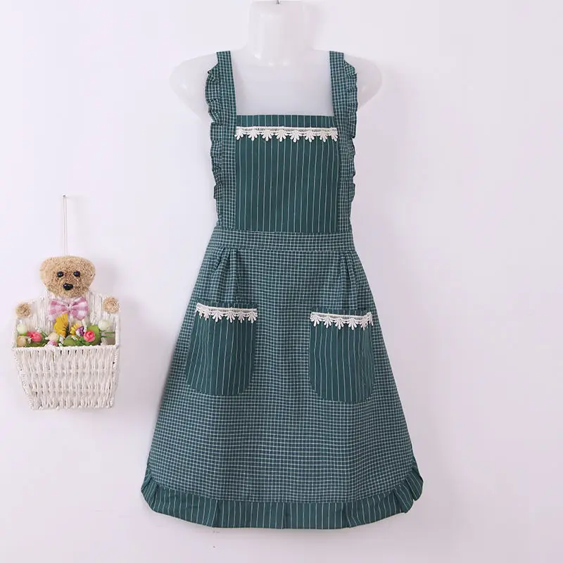 New Fashion Strap Type Cotton Princess Lace Apron Kitchen Oil-proof and Anti-fouling Home Work Clothes WaistApronKitchenSupplies