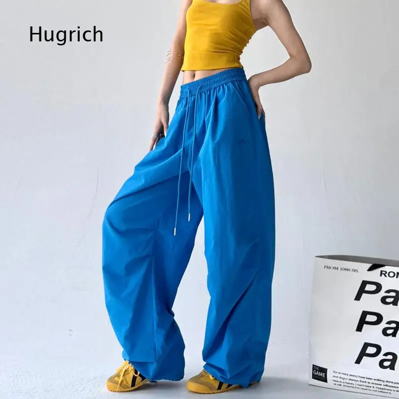 Elastic Drawstring Waist Baggy Balloon Pants Adjustable Ankle Cuff Lightweight Quick Dry Oversized Full Length Casual Trousers
