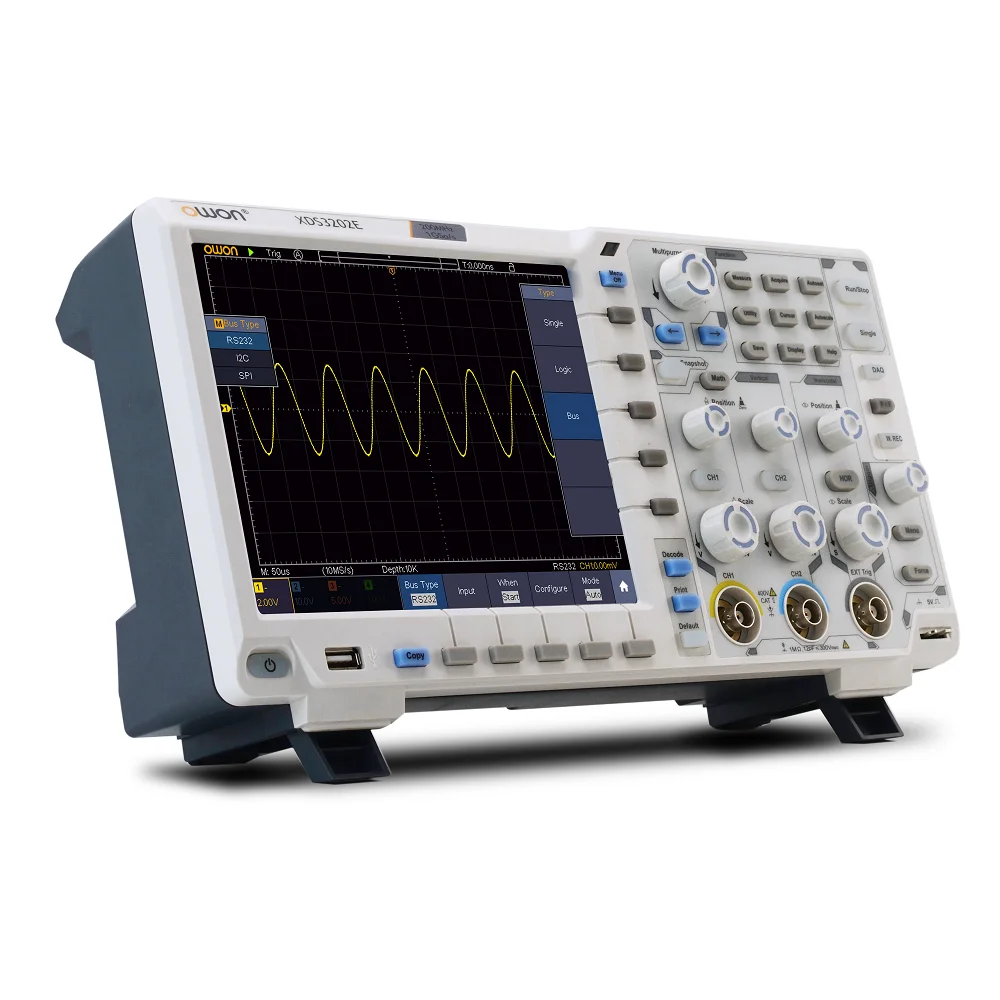 Owon XDS3202E 8 bits Osiloscopio Digital Oscilloscope 1GS/s 200MHz 2CH+1(external) 40M Record Length Multimeter Oscilloscope