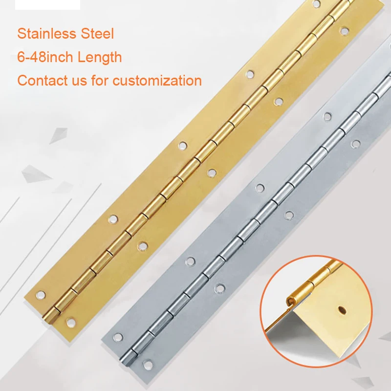 2pcs Piano Hinges 270 Degree Heavy Duty Stainless Steel Door Piano Hinge 6-20in for Garage Cupboard Furniture Door Silver Gold